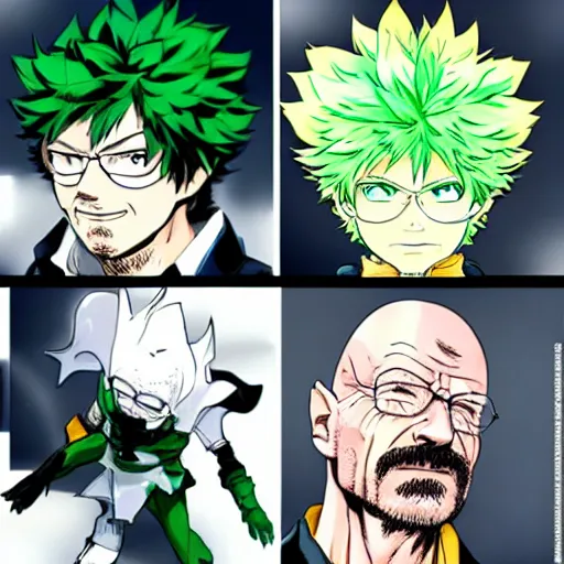 Image similar to walter white as izuku midoriya, yoji shinkawa