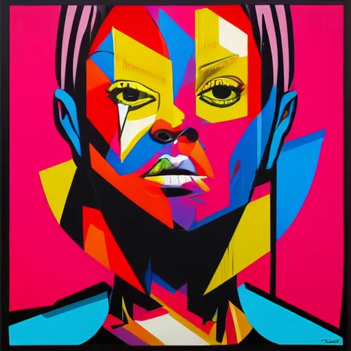 Prompt: Square canvas by tristan eaton and nielly