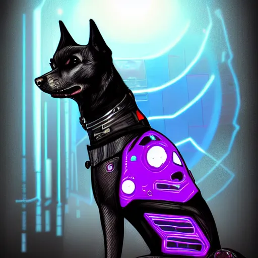 Image similar to cyberpunk dog, digital art