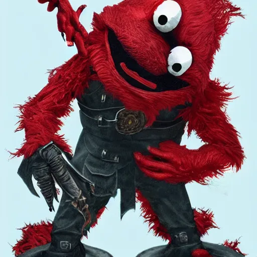 Prompt: Elmo as a Bloodborne boss