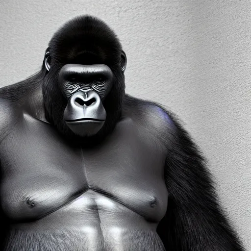 Image similar to big gorilla man terroizing church, 8k cinematic lighting, very sharp detail, anatomically correct