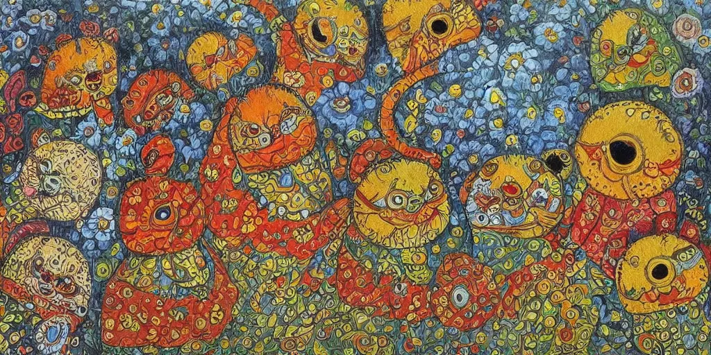 Prompt: A painting in the style of Louis Wain. High details, climatic