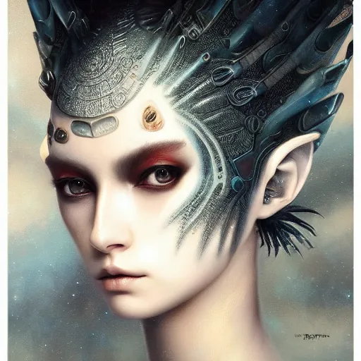 Prompt: ultra realist soft painting of a single attractive alien female, black scales, symmetry accurate features, very intricate details, focus, curvy, artstyle Hiraku Tanaka and Tom Bagshaw, award winning