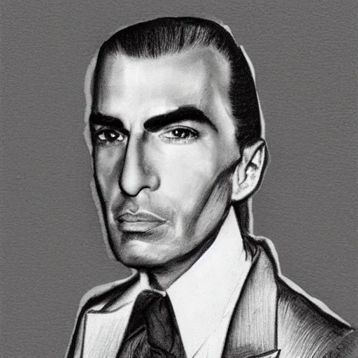 Image similar to pencil illustration of Cristobal balenciaga