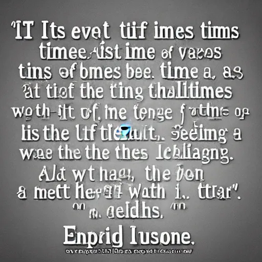 Image similar to It was the best of times, it was the worst of times, it was the age of wisdom, it was the age of foolishness, it was the epoch of belief, it was the epoch of incredulity, it was the season of Light, it was the season of Darkness, it was the spring of hope, it was the winter of despair.