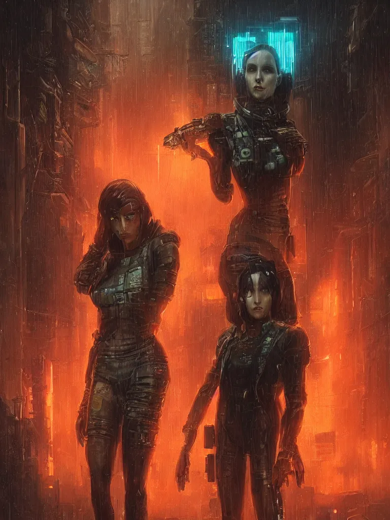 Image similar to a hyperrealistic cyberpunkpunk portrait of a gorgeous woman in the movie Bladerunner 2046, with dead trees and orange pollution, award-winning, masterpiece, in the style of Tom Bagshaw, Cedric Peyravernay, Peter Mohrbacher