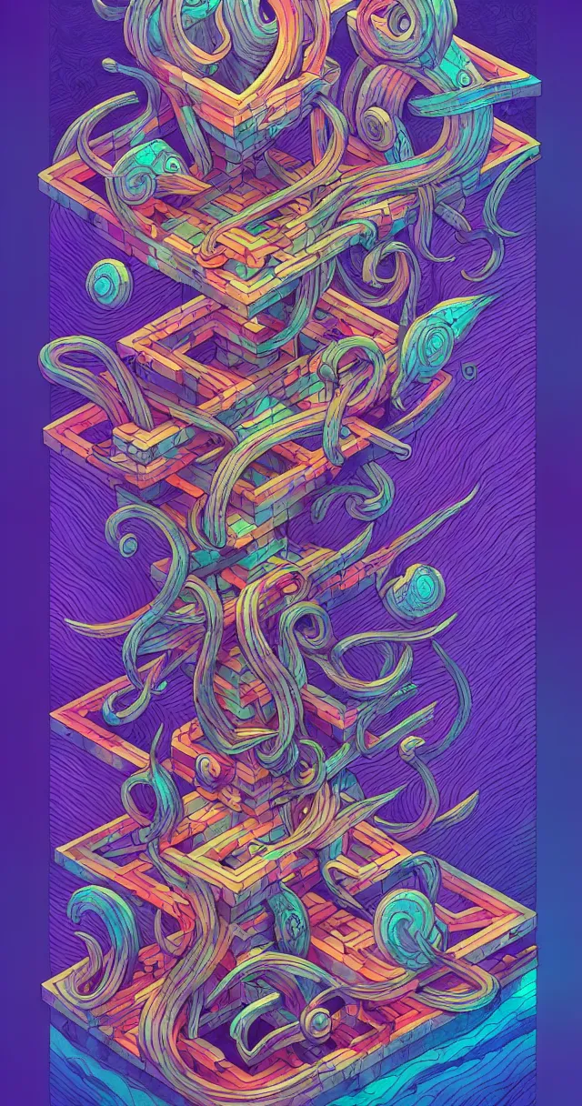 Image similar to arcane twisted turn of fate abstraction, centered award winning ink pen illustration, isometric abstract illustration by dan mumford, edited by craola, technical drawing by beeple and tooth wu, tiny details by artgerm and watercolor girl, symmetrically isometrically centered