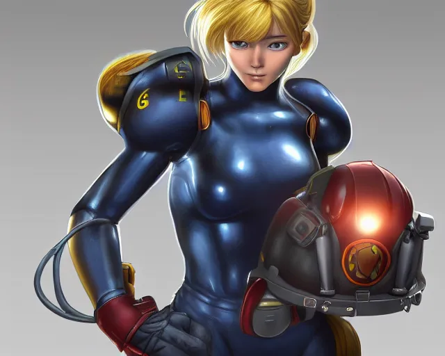 Prompt: beautiful portrait of a female fire fighter who looks like Samus , character design by Brad Knuckle and Mark Brooks 4k detailed, soft lighting