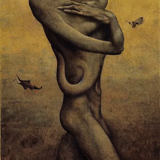 Image similar to half man half beast, by Odd Nerdrum, by M.C. Escher, by Hieronymous Bosch, Kandinsky color palette, masterpiece, beautiful, eerie, surreal, psychedelic