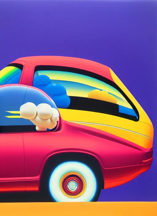 Prompt: inflated car by shusei nagaoka, kaws, david rudnick, airbrush on canvas, pastell colours, cell shaded, 8 k