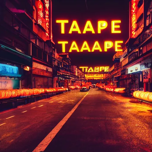 Prompt: timelapse of a tapei street, headlights, neon signs, Canon A1