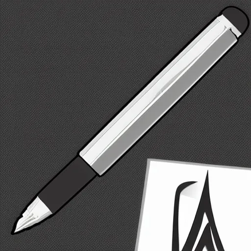 Prompt: small logo of a pen tip with a computer theme