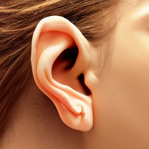 Image similar to an ear loop of woman, close up, subsurface scattering