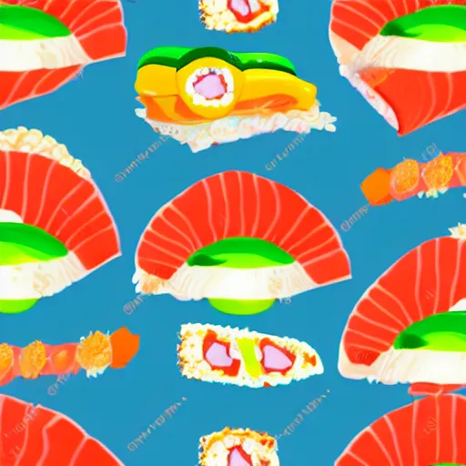 Image similar to seamless colorful sushi pattern