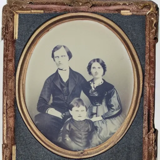 Prompt: 1 8 0 0 s family portrait with a shadow ghost figure on the photo, historical photograph