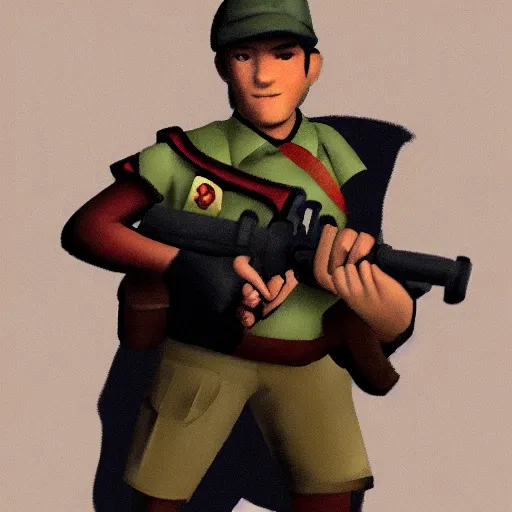 Image similar to scout from team fortress 2, full length portrait