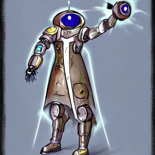 Prompt: robot wizard, concept art