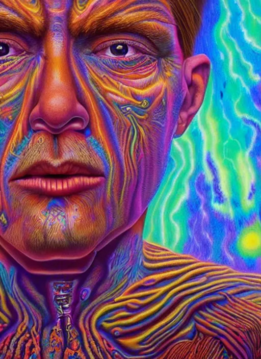 Prompt: portrait ultra dimensional indigenous native, accidentally tripping on dmt and acid, psychedelic experience, overwhelming psychosis of self realization and burning awakening, ultra high definition, unreal engine 5, hyperrealism, masterpiece composition, by casey weldon, barclay shaw