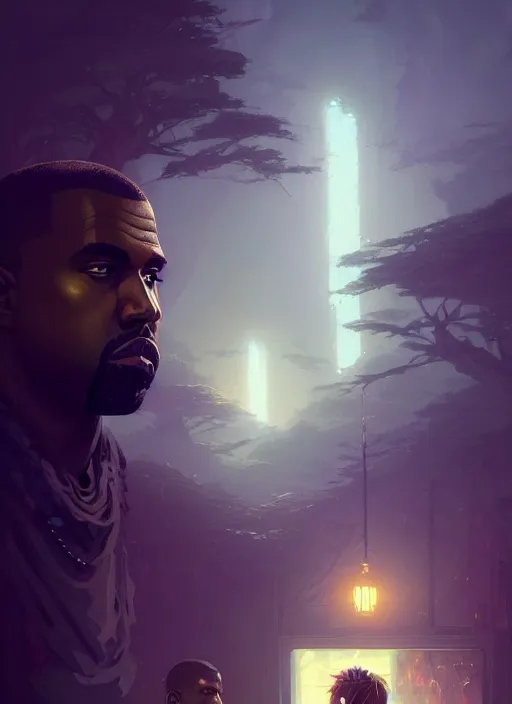 Image similar to highly detailed portrait kanye west gta v stephen bliss unreal engine fantasy art by greg rutkowski loish rhads ferdinand knab makoto shinkai lois van baarle ilya kuvshinov rossdraws tom bagshaw global illumination radiant light detailed intricate environment