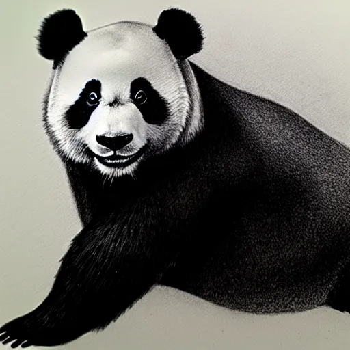 Prompt: muscular panda, highly detailed, pencil sketch