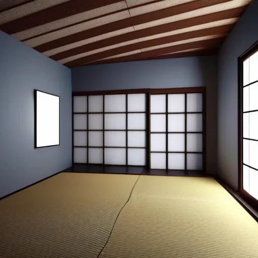Prompt: still photo of a japanese art room, highly detailed, photorealistic portrait, bright studio setting, studio lighting, crisp quality and light reflections, unreal engine 5 quality render
