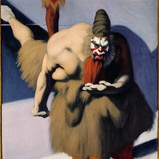 Image similar to krampus by edward hopper