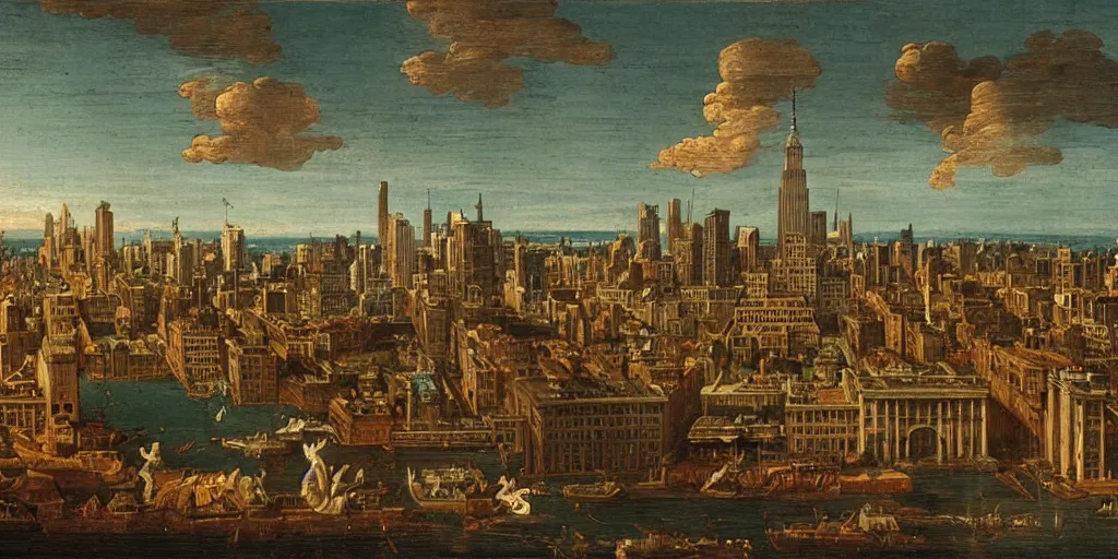 Prompt: view of new york by giovanni paolo panini