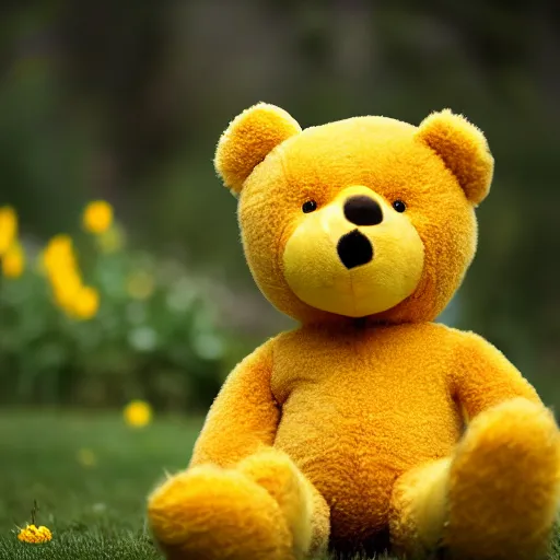 Image similar to a long leg!!! yellow teddy bear, 4 k photo