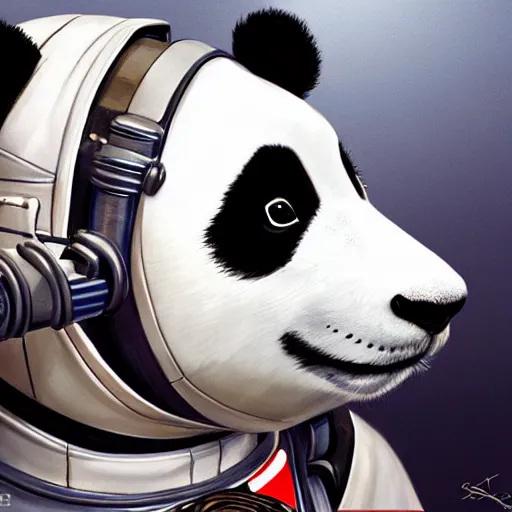 Prompt: a panda in a astronaut suit, 3d, sci-fi fantasy, intricate, elegant, highly detailed, lifelike, photorealistic, digital painting, artstation, illustration, concept art, sharp focus, art in the style of Shigenori Soejima