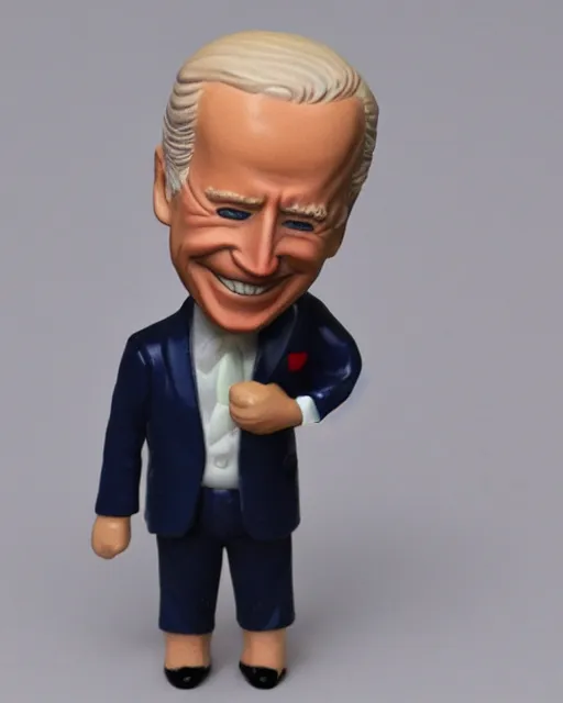 Image similar to a cute little plastic chibi statuette of joe biden in pajamas and sleeping cap, ebay listing, product picture, advertisement, thumbnail