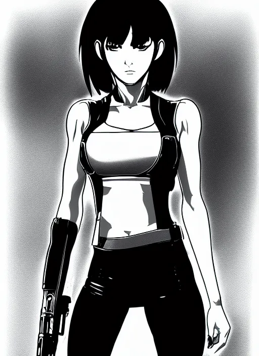 Image similar to digital pen lineart sketch of a motoko kusanagi, by gnomon