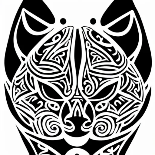 Prompt: tattoo sketch of a cat with one eye, a draft, maori ornament, polinesian style, minimalism, line art, vector