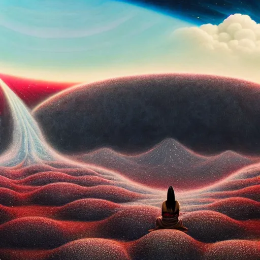 Image similar to obatala the cosmic god sitting on a throne of nebula clouds, by Adi granov and afarin sajedi and amanda sage and evgeni gordiets and Agostino Arrivabene in a psychedelic portrait style, ultrarealistic matte painting, volumetric lighting, fractal, highly detailed face, orisha, 8k, hd