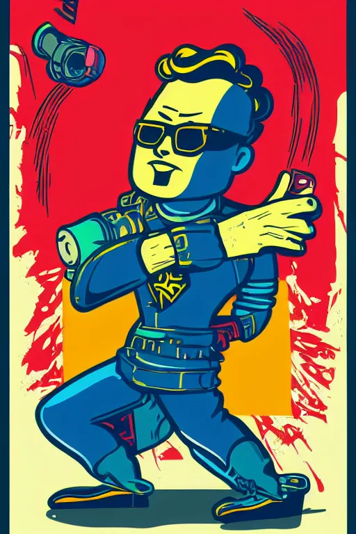 Image similar to fallout 7 6 retro futurist illustration art by butcher billy, sticker, colorful, illustration, highly detailed, simple, smooth and clean vector curves, no jagged lines, vector art, smooth andy warhol style