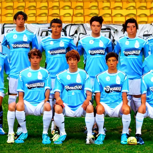 Prompt: olympique de marseille soccer team picture, anime style like fate/stay night