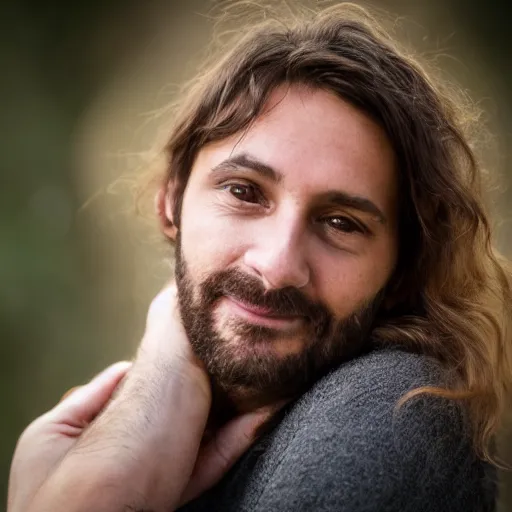 Image similar to award winning photography portrait, the look of someone who is in love, mid thirties adult, leica 1 0 0 mm f 0. 8