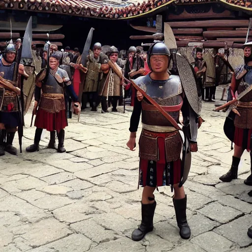 Prompt: roman army in china