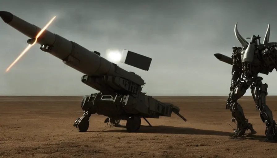 Prompt: Big budget movie about a cyborg demon fighting a surface to air missile system