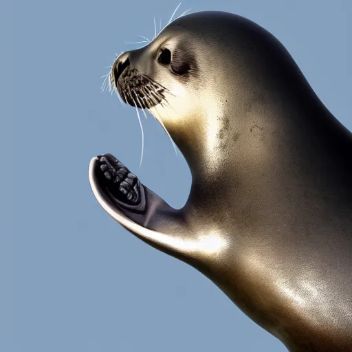 Image similar to a seal on a hand glider, 4 k, highly detailed