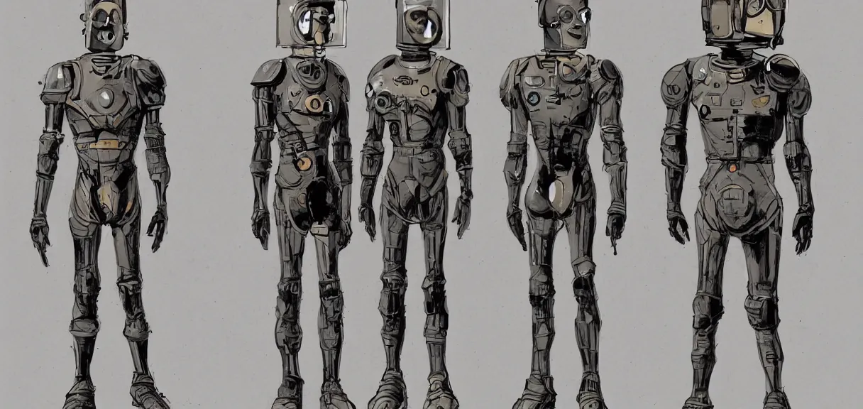 Image similar to male, full body, space suit with a modern helmet, large shoulders, short torso, long thin legs, tiny feet, character sheet, science fiction, very stylized character design, digital painting, by mike mignola, by alex maleev, jean giraud