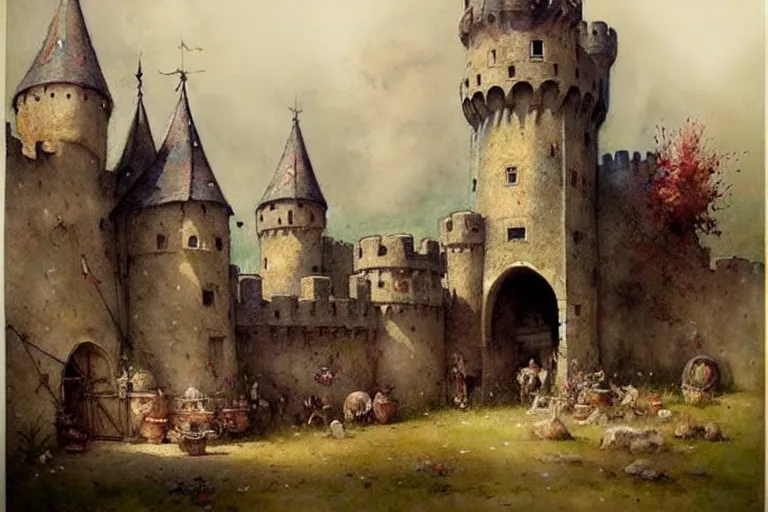 Prompt: ( ( ( ( ( 1 9 5 0 gypsy fair tail medieval castle. muted colors. ) ) ) ) ) by jean - baptiste monge!!!!!!!!!!!!!!!!!!!!!!!!!!!!!!