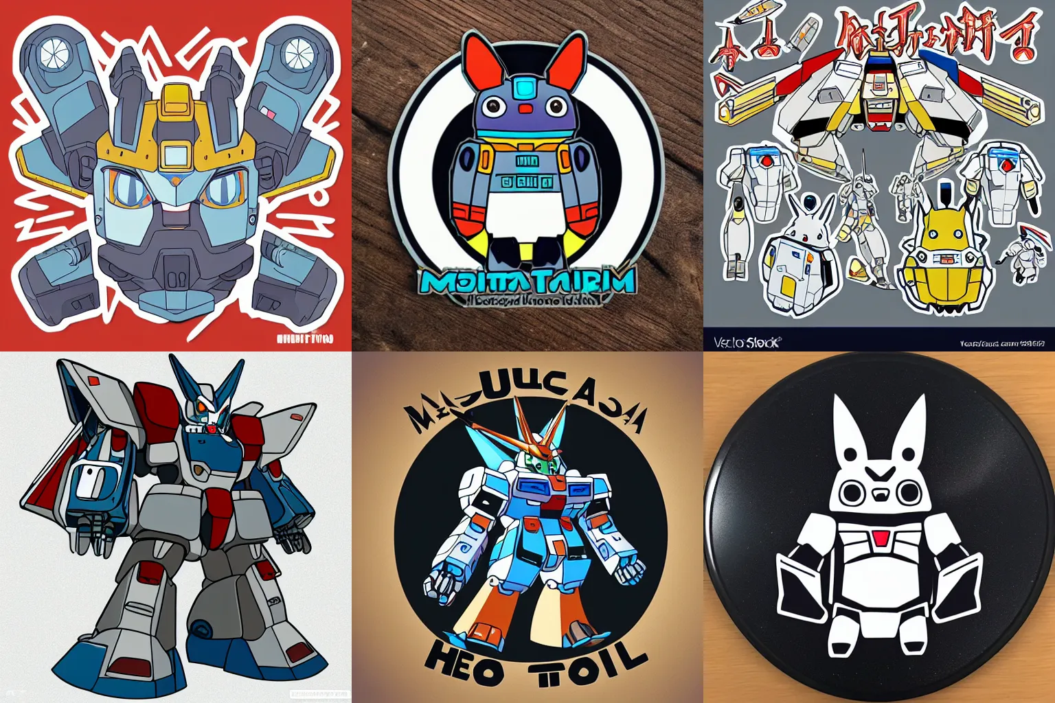 Prompt: mecha hello gundam Totoro vector art sticker design