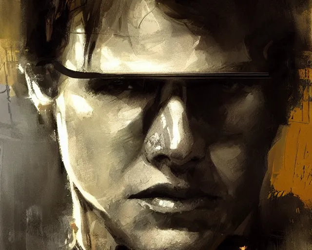 Image similar to portrait of young han solo young harrison ford in shades of grey but with brown by jeremy mann