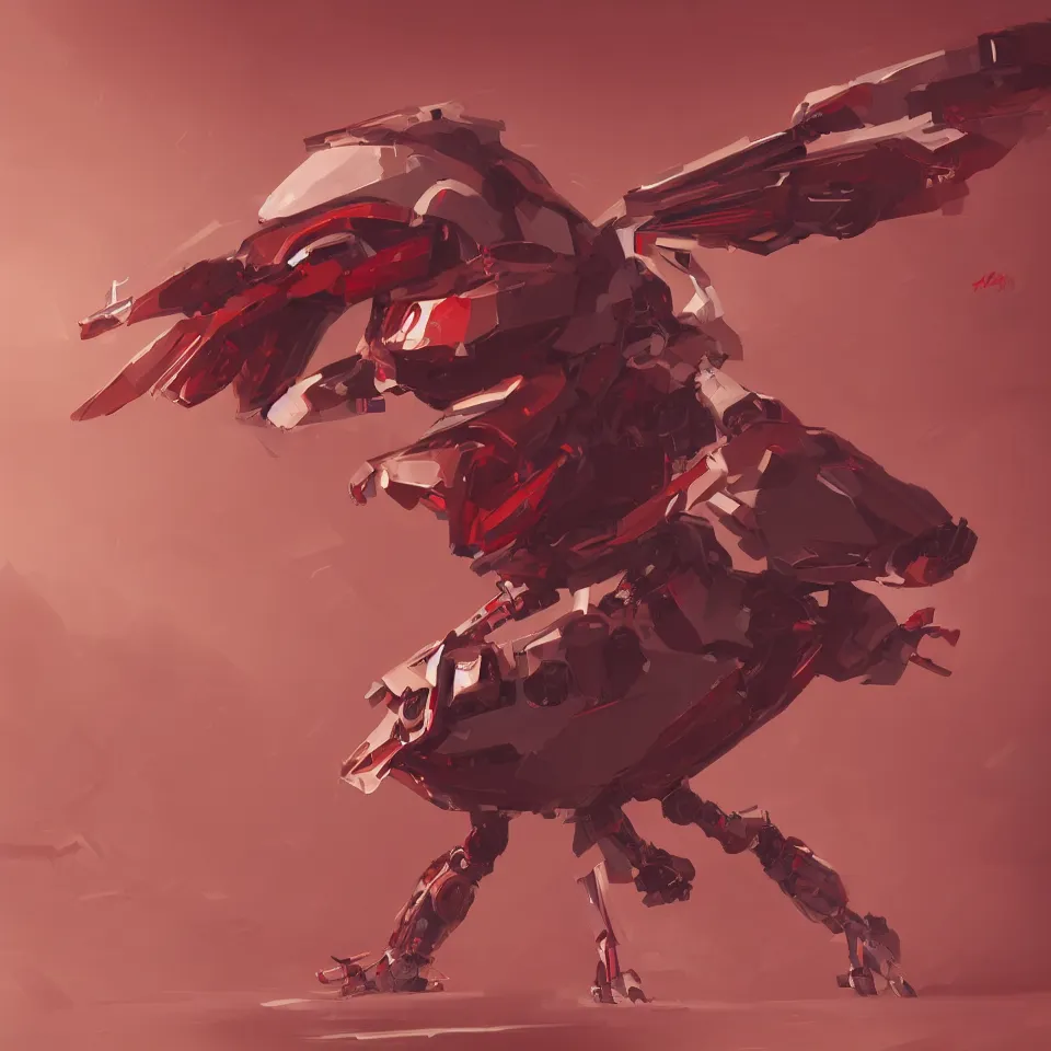 Prompt: a detailed concept art of robot bird, gradient dark red, cream and white color scheme, dynamic lighting, cinematic, epic composition, masterpiece