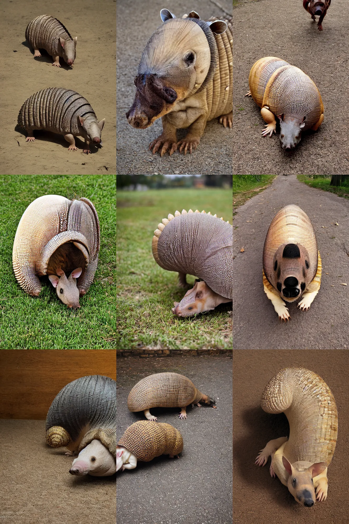 Prompt: half dog half armadillo, photograph