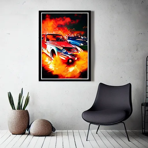 Prompt: the art of drifting poster, explosive colors