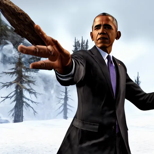 Image similar to Obama in Skyrim, 4k HDR