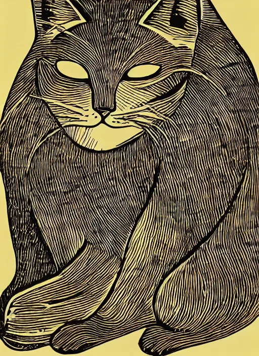 Image similar to cat woodcut print by Samuel Jessurun de Mesquita