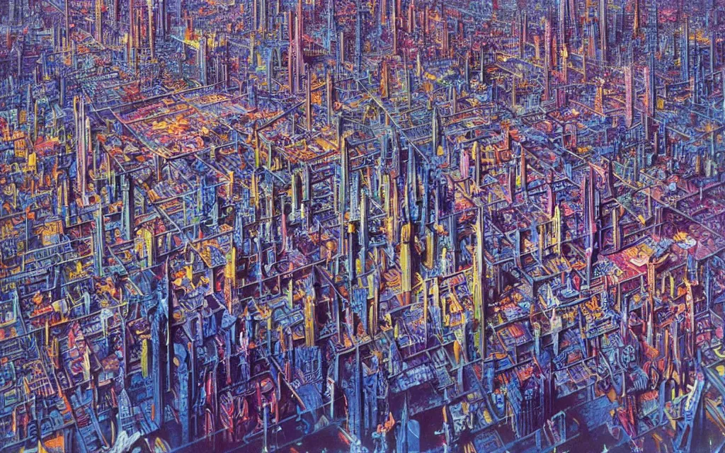 Image similar to plastic toy city potemkin fantastical cityscape, award winning art by bruce pennington, ultraviolet color palette