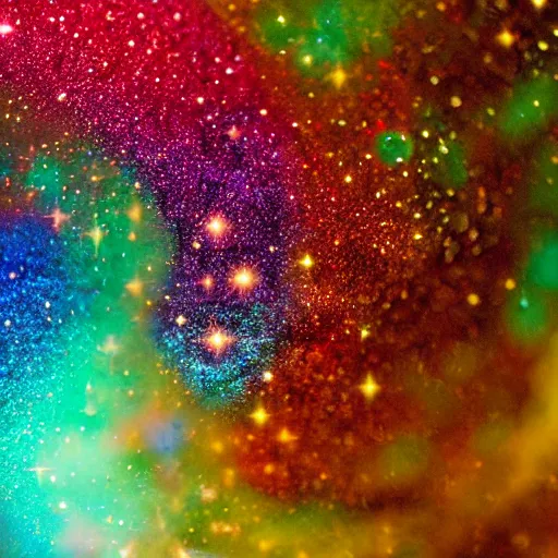 Image similar to Liminal space in outer space, glitter macro photography